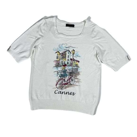 Joseph A. Cannes Square Neck Short Sleeves Sweater Top Size S - Picture 1 of 8